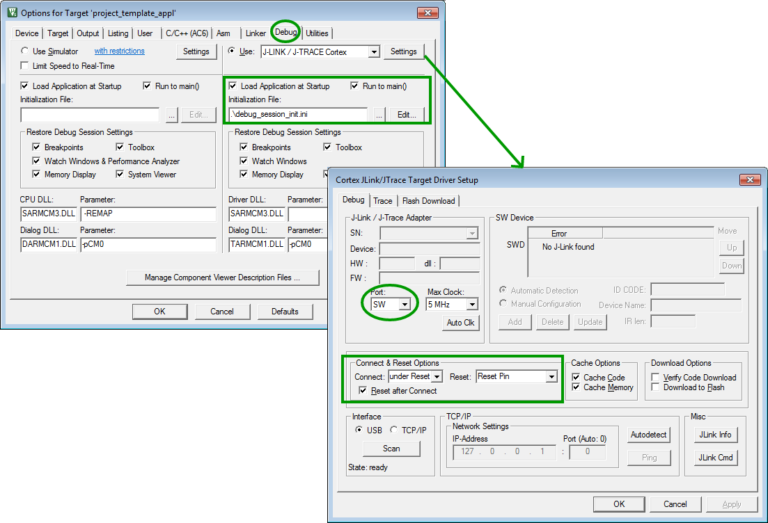 debugger settings